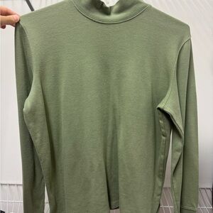 Olive Green Mock Neck Long Sleeve Top